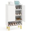 5-Tier Shoe Cabinet with Faux Marble Countertop and Flat Tilting Shelves