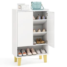 5-Tier Shoe Cabinet with Faux Marble Countertop and Flat Tilting Shelves