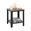 Industrial Style End Table with Mesh Shelves