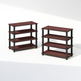 Turn-S-Tube 4-Tier Multipurpose Standing Shelves, Dark Cherry/Black, Set of 2