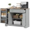 Modern Sideboard Cabinet, 41" Kitchen Buffet Cabinet with Drawer, Adjustable Shelf, 3 Doors for Dining Room, Gray