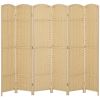 Folding Room Divider Screen 6 Panel 5.6' Tall Privacy Screen Freestanding Room Partition for Home Office, Beige