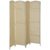 Folding Room Divider Screen 4 Panel 5.6 ' Tall Privacy Screen Freestanding Room Partition for Home Office, Beige
