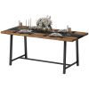 Industrial Kitchen Table for 8 People, 70.9" Long Dining Table with Large Tabletop and Steel Legs for Dining Room, Brown