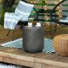 Lightweight Accent Table with Concrete Finish Round Side Table, Dark Gray