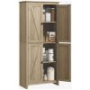 72" Freestanding Kitchen Pantry Cabinet, Farmhouse Tall Storage Cabinet with 4 Door Cabinets and Adjustable Shelves for Dining Room, Natural