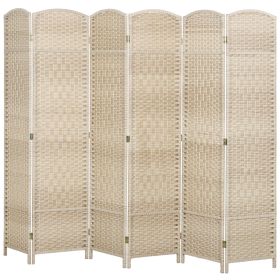 Folding Room Divider Screen 6 Panel 6' Tall Privacy Screen Freestanding Wood Partition for Home Office, Washed Oak