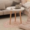 1PC Round Side Sofa Coffee Table with Wooden Tray end tables