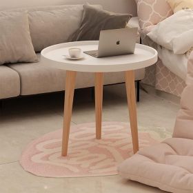 1PC Round Side Sofa Coffee Table with Wooden Tray end tables