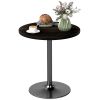 Round Dining Table for 2-4 People, Small Kitchen Table with Wood Grain Top, Black