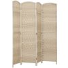 Folding Room Divider Screen 4 Panel 6' Tall Privacy Screen Freestanding Wood Partition for Home Office, Washed Oak