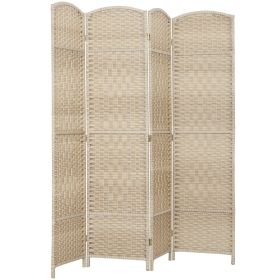 Folding Room Divider Screen 4 Panel 6' Tall Privacy Screen Freestanding Wood Partition for Home Office, Washed Oak