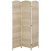 Folding Room Divider Screen 3 Panel 6' Tall Privacy Screen Freestanding Wood Partition for Home Office, Washed Oak