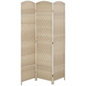 Folding Room Divider Screen 3 Panel 6' Tall Privacy Screen Freestanding Wood Partition for Home Office, Washed Oak