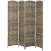 Folding Room Divider Screen 4 Panel 6' Tall Privacy Screen Freestanding Wood Partition for Home Office, Dark Rustic Oak