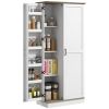 70" Storage Pantry Cupboards, Freestanding Cabinet w/ Spice Racks & Adjustable Shelves, Tall Pantry for Home, Dining, White