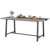 Industrial Kitchen Table for 8 People, 70.9" Long Dining Table with Large Tabletop and Steel Legs for Dining Room, Gray