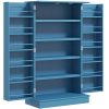 Freestanding Kitchen Pantry Cabinet, Kitchen Cabinet with 12 Door Shelves, Double Doors, 5-tier Shelving, Blue