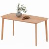 Pine Wood Dining Table for 6, 59" Rustic Rectangular Kitchen Table with Large Tabletop for Dining Room, Natural