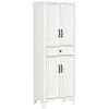 67" 4-Door Kitchen Pantry with Drawer and Adjustable Shelves, White