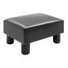 Ottoman Foot Rest, Small Foot Stool with Faux Leather Upholstery, Rectangular Ottoman Footrest with Padded Foam Seat and Plastic Legs, Bright Black