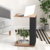 2-Tier C-Shaped Side Table with Universal Wheels and Shelf