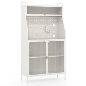 5-Tier Metal Baker's Rack with See-through Flip-up Door and Pegboard