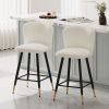 25.79'' modern style barstool, with white seats, black metal legs, and gold - tipped ends,suitable for various decoration styles