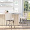 Swivel Savvy Bar Stools: 2 Piece Set with Footrest, Solid Wood, 180Â° Rotation, Beige