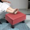 Ottoman Footrest Modern, Faux Leather, Rectangular with Foam Seat, Red - Ideal for Living Room