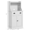Microwave Storage Cabinet with Drawer and Adjustable Shelf, Kitchen Microwave Stand with Storage, White