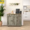 40" Storage Cabinet Sideboard, Large Kitchen Buffet Table with Multi Drawers & Adjustable Shelf, Distressed Gray