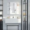 Bathroom Storage Cabinet Over-the-Sink Organizer with Mirrored Door White