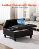 VEVOR 34 in Square Leather Ottoman with Storage, Upholstered Tufted Button Coffee Table Ottoman with Lift-Top & Flip Design