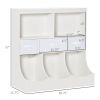 Freestanding Kids Cabinet, White Toy Storage Organizer with Drawers, Bookcase Display Shelf for Bedroom Wardrobe
