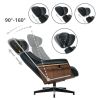 Large Genuine Leather Recliner Lounge Chair With Ottoman Swivel Arm chair Black Walnut