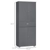 71 Freestanding Kitchen Pantry Cabinet Grey Large Storage 2 Double Door Cabinets 1 Drawer