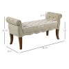 Traditional Button Tufted Shoe Bench Beige Rounded Arm Entryway Bed End Living Room Decor