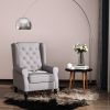 Tufted Accent Chair with High Wingback, Rounded Cushioned Armrests and Thick Padded Seat, Set of 2, Gray