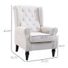 Elegant Seating Duo: Cream White Tufted High Wingback Accent Chairs with Rounded Arms