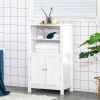 Entryway Essential: White Freestanding Double Door Bathroom Floor Cabinet
