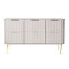 Modern White Nightstand with 2 Drawers Bedside Table with Gold Legs