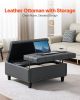 VEVOR 31 in Square Leather Ottoman with Storage, Upholstered Tufted Button Coffee Table Ottoman with Lift-Top & Flip Design