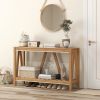 Farmhouse Console Table with Storage Shelf, Rustic Sofa Table with Anti-tipper for Living Room, Bedroom and Entryway, Brown