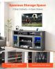 VEVOR TV Stand for TVs up to 65 inch, Farmhouse Entertainment Center with Light Strip