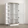 70" Storage Pantry Cupboards, Freestanding Cabinet w/ Spice Racks & Adjustable Shelves, Tall Pantry for Home, Dining, White