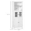 63" White Kitchen Hutch Cabinet 4-Door Pantry Storage Adjustable Shelf Dining Room Organizer