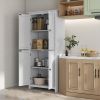 72" Kitchen Pantry Cabinet Freestanding 4-Door Organizer with Adjustable Shelves White