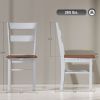 Farmhouse Dining Table Chairs, Set of 2 Rubber Wood Kitchen Table Chairs with Open Back for Living Room, Light Gray