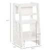 Toddler Tower with Adjustable Platform, White Kitchen Stool Helper with Anti-slip Mat for Kitchen, Bathroom & Bedroom